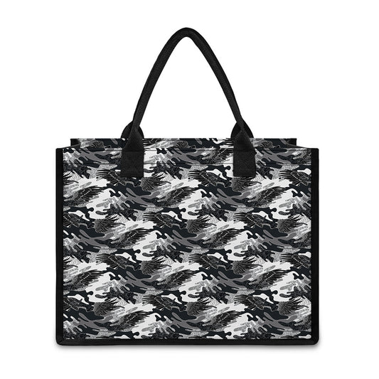 Camouflage Dazzle Wings Pattern Print Canvas Tote Bag