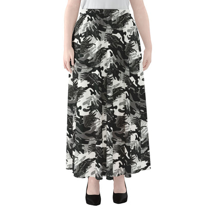 Camouflage Dazzle Wings Pattern Print Chiffon Maxi Skirt