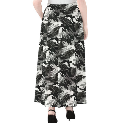 Camouflage Dazzle Wings Pattern Print Chiffon Maxi Skirt