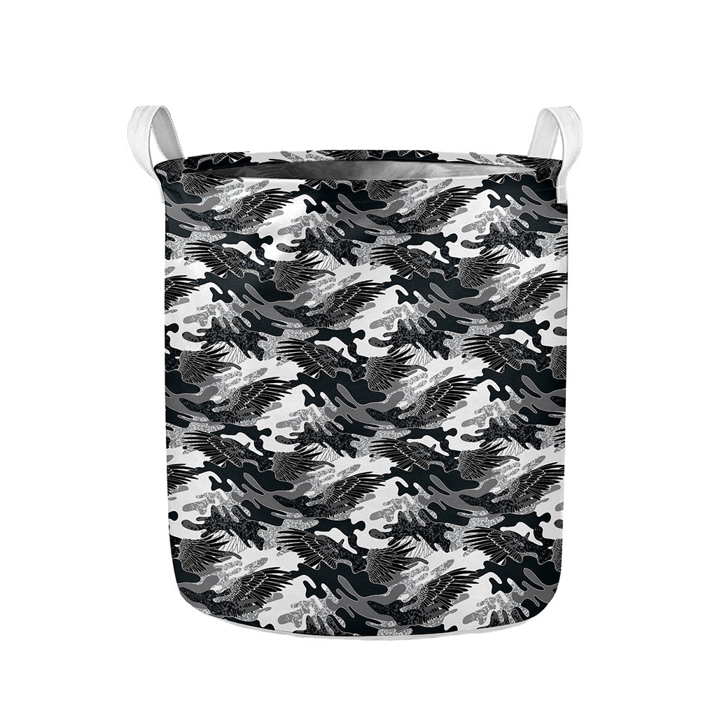 Camouflage Dazzle Wings Pattern Print Collapsible Laundry Basket