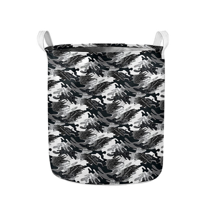 Camouflage Dazzle Wings Pattern Print Collapsible Laundry Basket