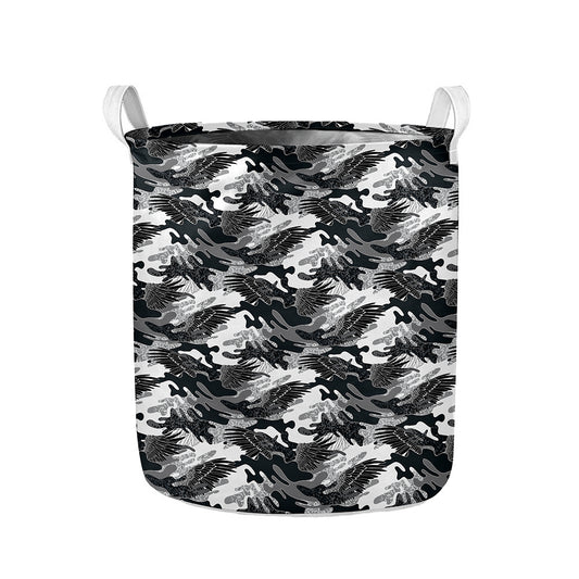 Camouflage Dazzle Wings Pattern Print Collapsible Laundry Basket