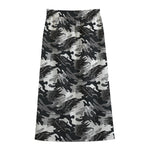 Camouflage Dazzle Wings Pattern Print Cotton Front Slit Maxi Skirt