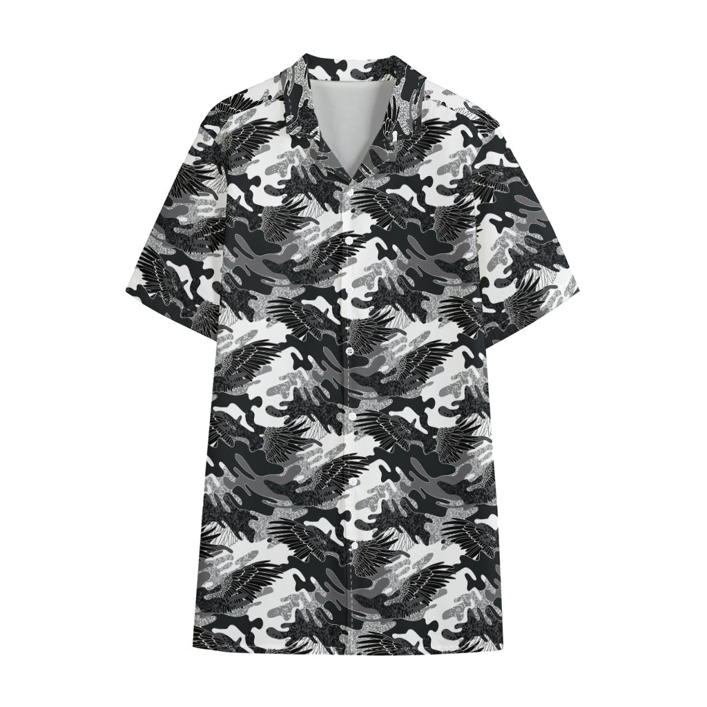 Camouflage Dazzle Wings Pattern Print Cotton Hawaiian Shirt