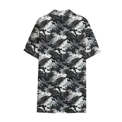 Camouflage Dazzle Wings Pattern Print Cotton Hawaiian Shirt