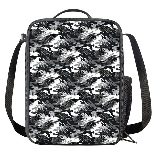 Camouflage Dazzle Wings Pattern Print Crossbody Lunch Bag