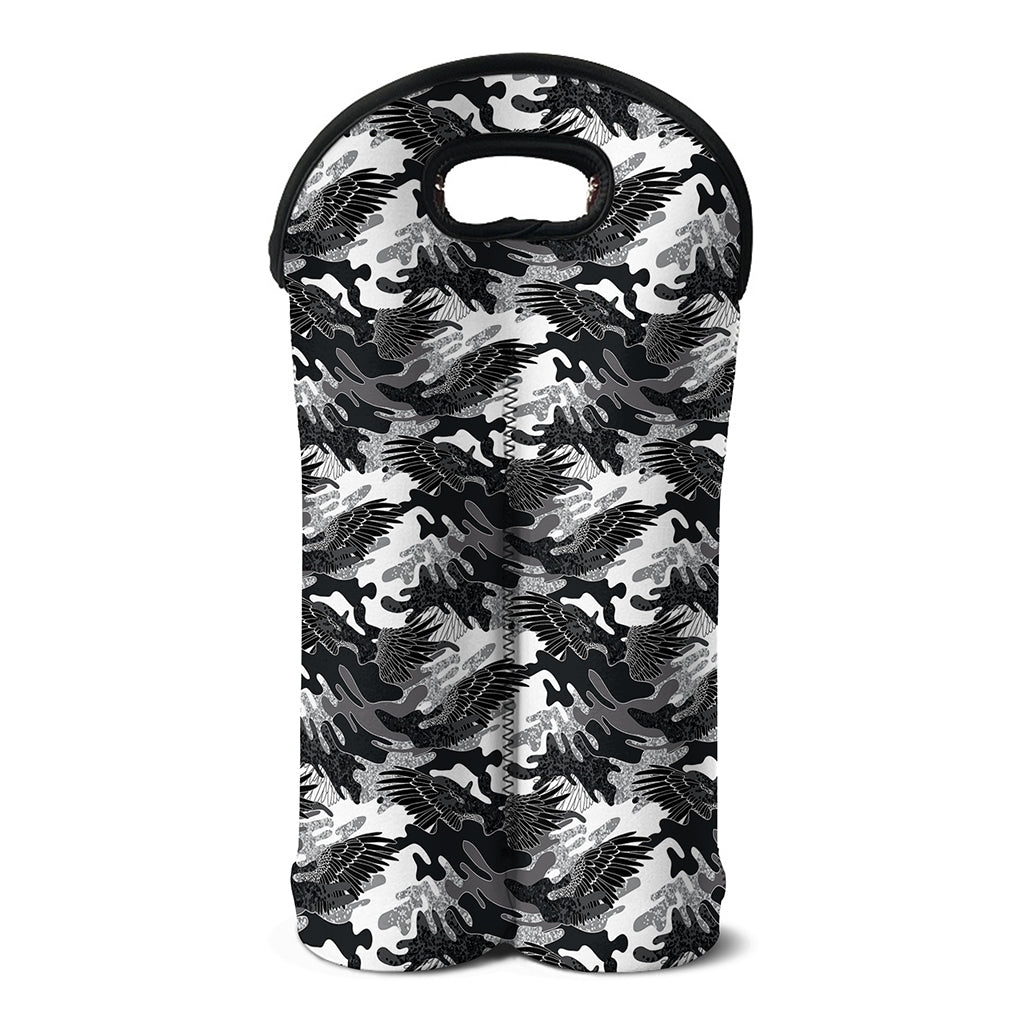 Camouflage Dazzle Wings Pattern Print Double Neoprene Wine Tote