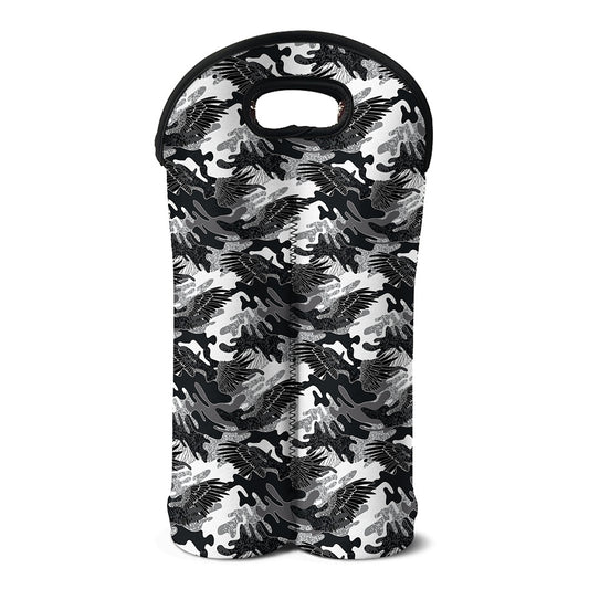 Camouflage Dazzle Wings Pattern Print Double Neoprene Wine Tote