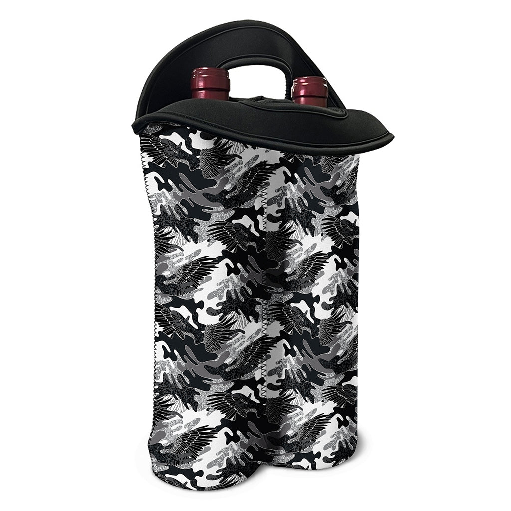 Camouflage Dazzle Wings Pattern Print Double Neoprene Wine Tote