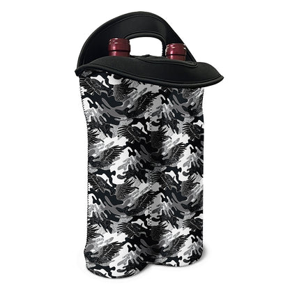 Camouflage Dazzle Wings Pattern Print Double Neoprene Wine Tote