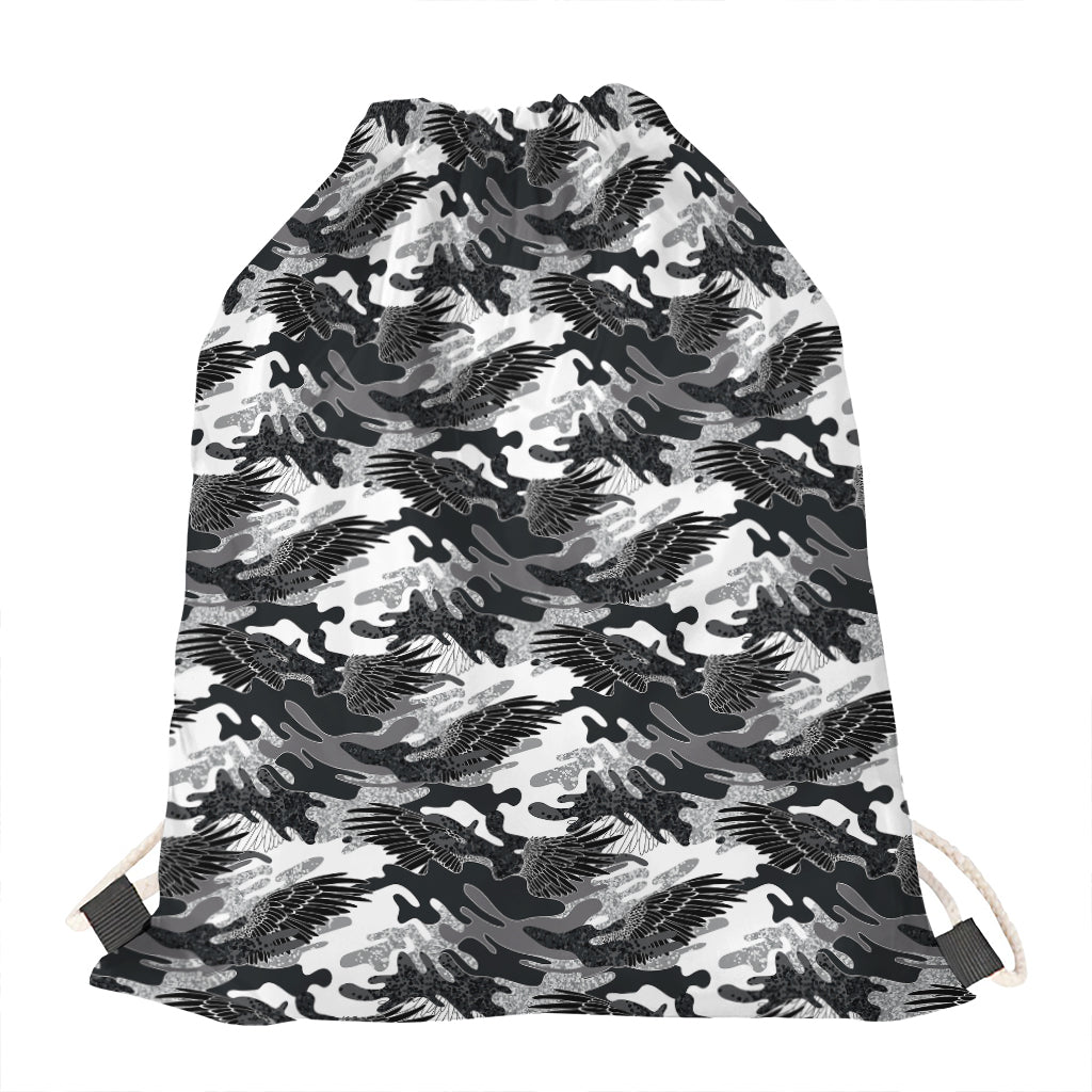 Camouflage Dazzle Wings Pattern Print Drawstring Bag
