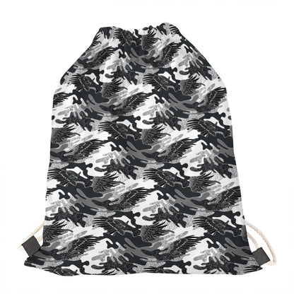 Camouflage Dazzle Wings Pattern Print Drawstring Bag