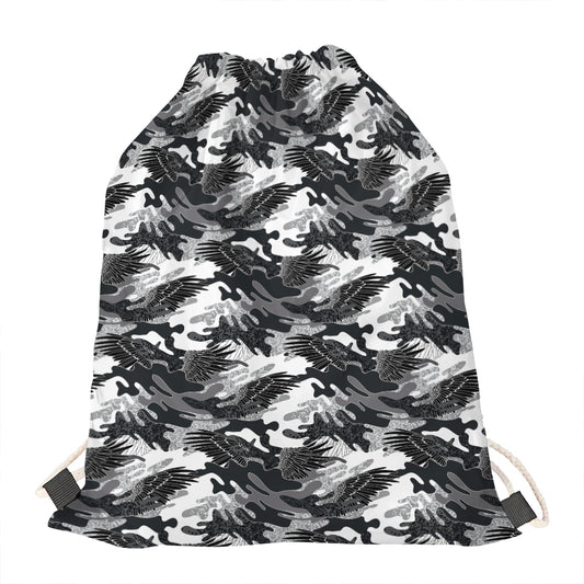 Camouflage Dazzle Wings Pattern Print Drawstring Bag