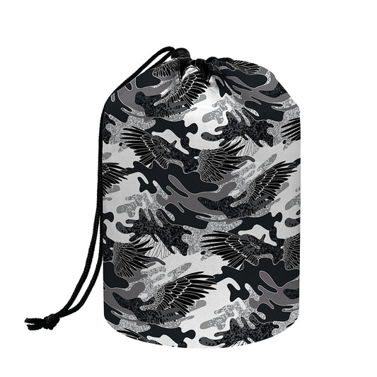 Camouflage Dazzle Wings Pattern Print Drawstring Makeup Bag