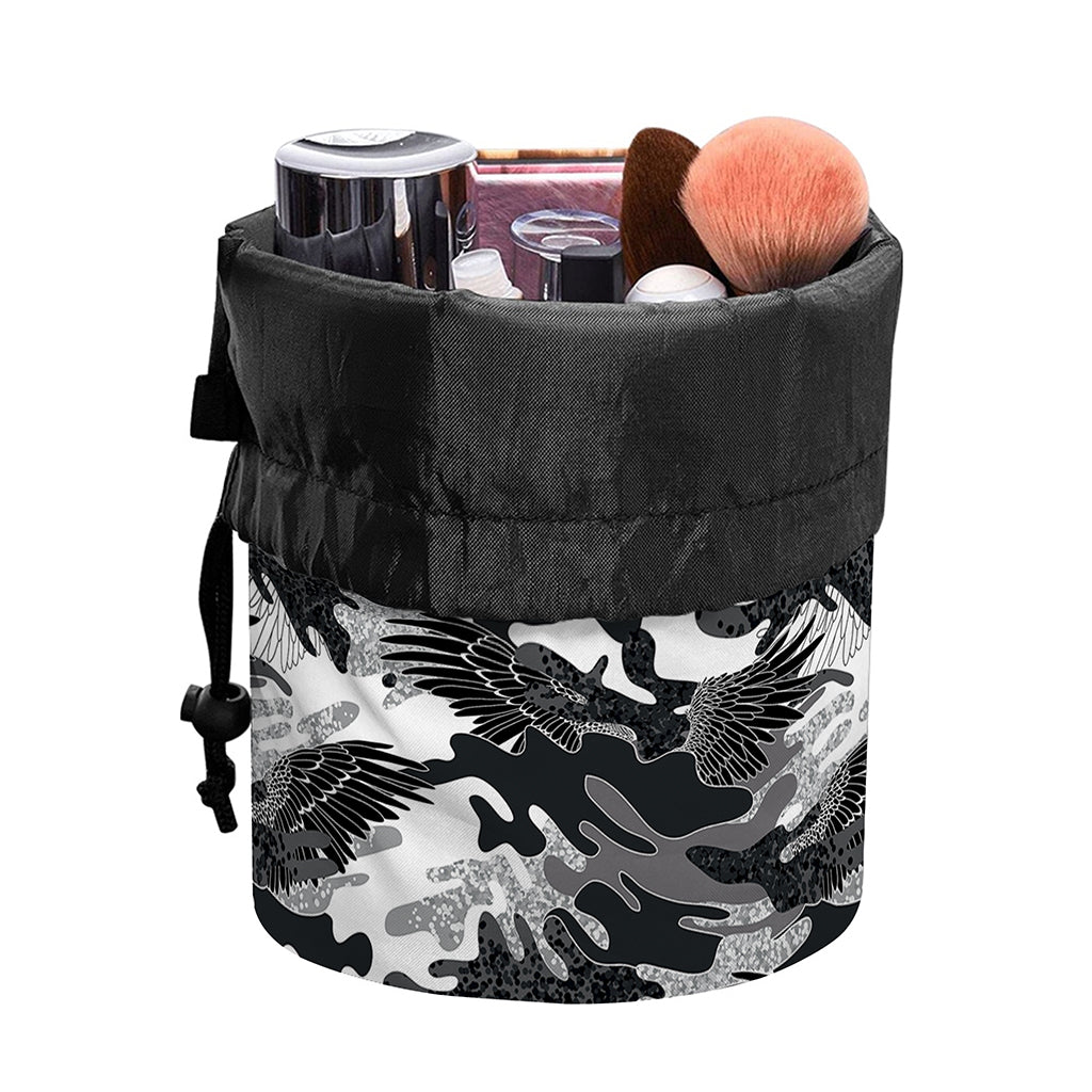 Camouflage Dazzle Wings Pattern Print Drawstring Makeup Bag