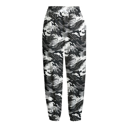 Camouflage Dazzle Wings Pattern Print Fleece Lined Knit Pants