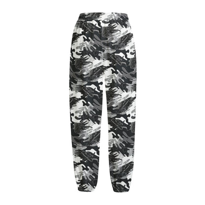Camouflage Dazzle Wings Pattern Print Fleece Lined Knit Pants