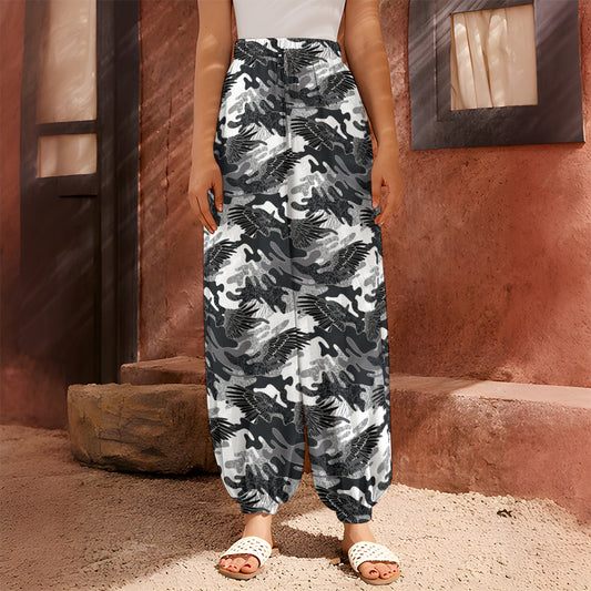 Camouflage Dazzle Wings Pattern Print Harem Pants