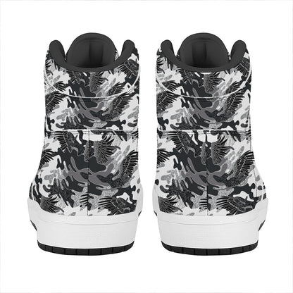 Camouflage Dazzle Wings Pattern Print High Top Leather Sneakers