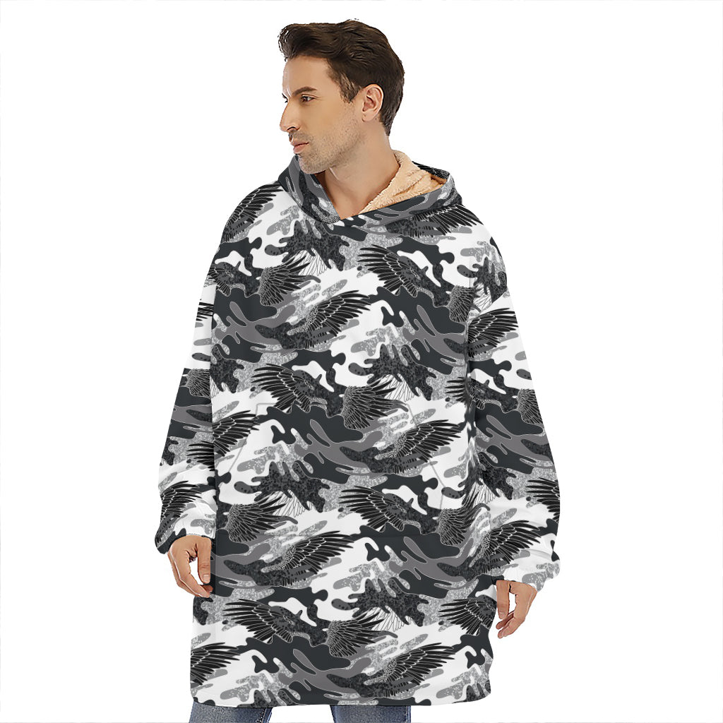 Camouflage Dazzle Wings Pattern Print Hoodie Blanket