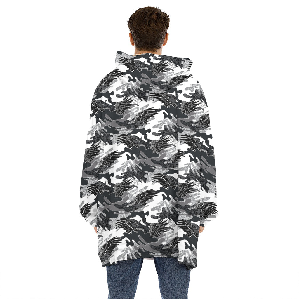 Camouflage Dazzle Wings Pattern Print Hoodie Blanket