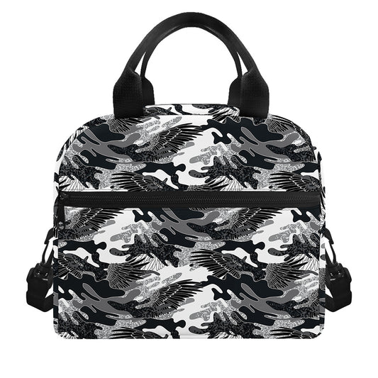 Camouflage Dazzle Wings Pattern Print Insulated Lunch Bag
