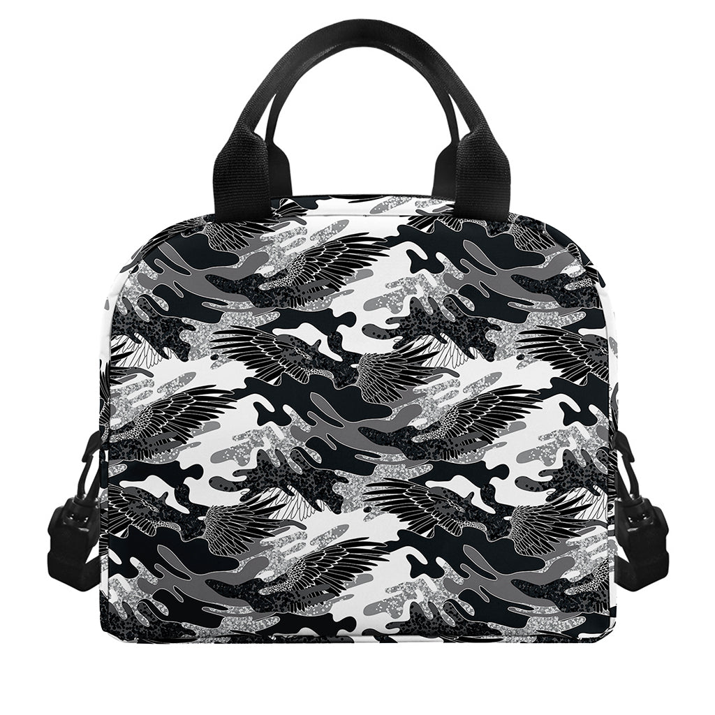 Camouflage Dazzle Wings Pattern Print Insulated Lunch Bag