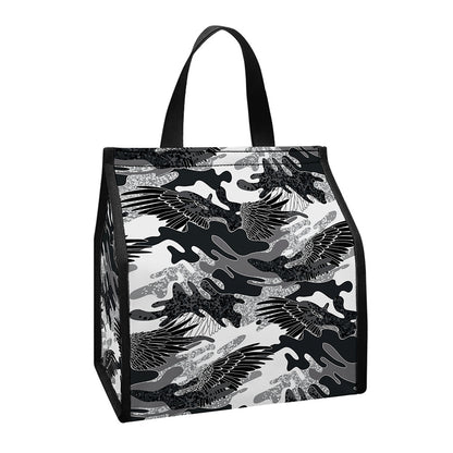 Camouflage Dazzle Wings Pattern Print Insulated Lunch Tote