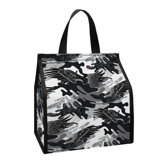 Camouflage Dazzle Wings Pattern Print Insulated Lunch Tote