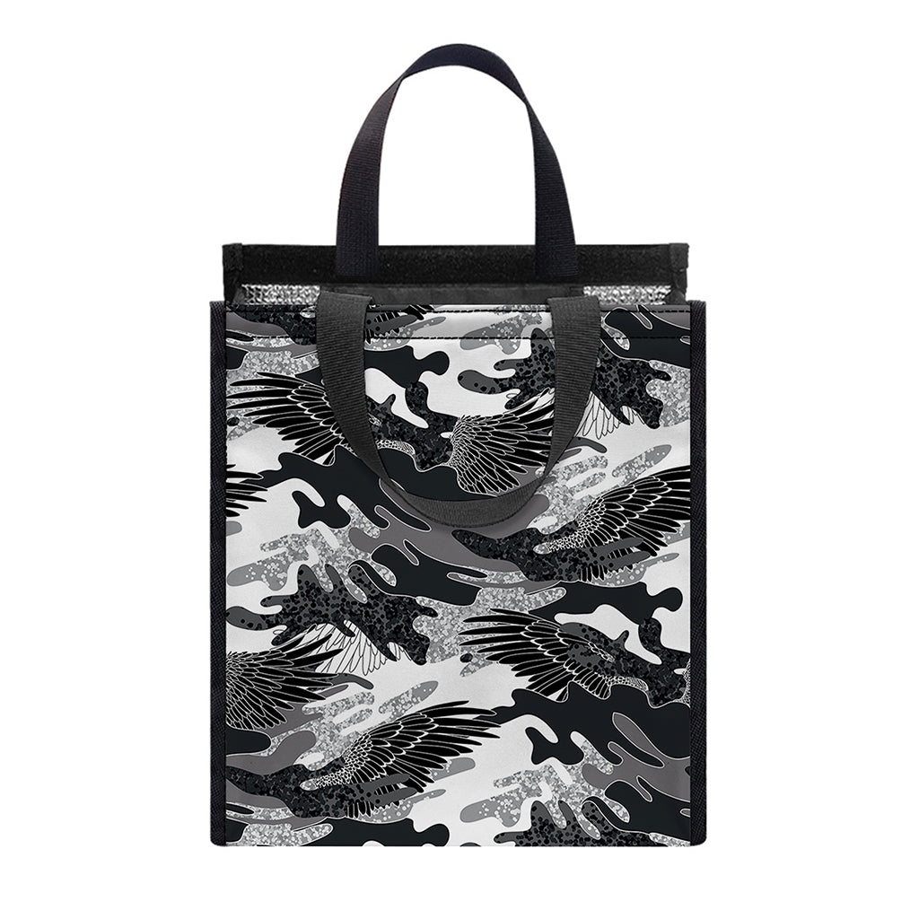 Camouflage Dazzle Wings Pattern Print Insulated Lunch Tote
