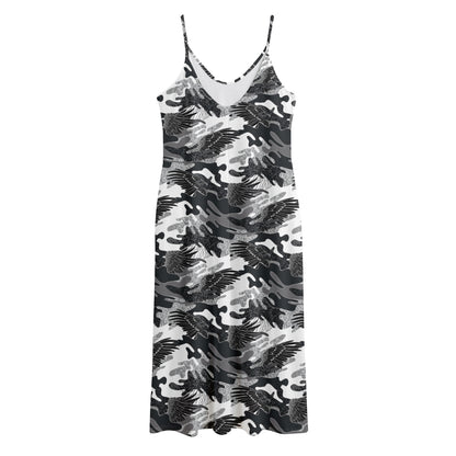 Camouflage Dazzle Wings Pattern Print Jersey Midi Cami Dress