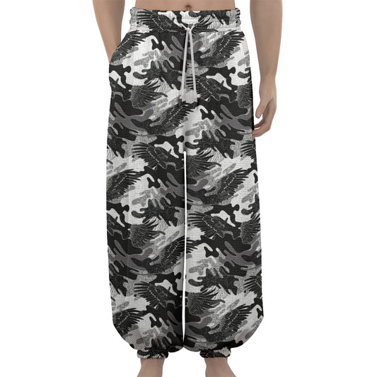 Camouflage Dazzle Wings Pattern Print Lantern Pants