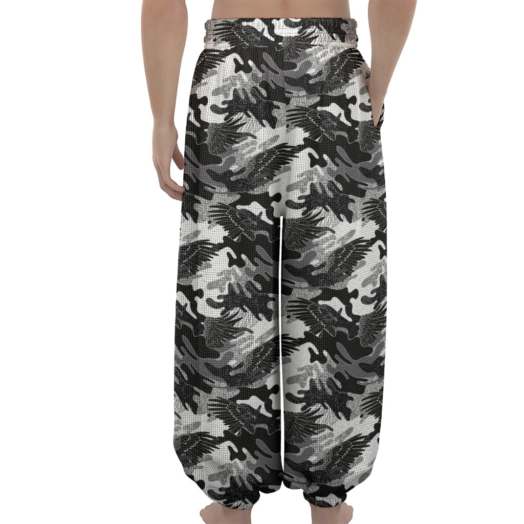 Camouflage Dazzle Wings Pattern Print Lantern Pants