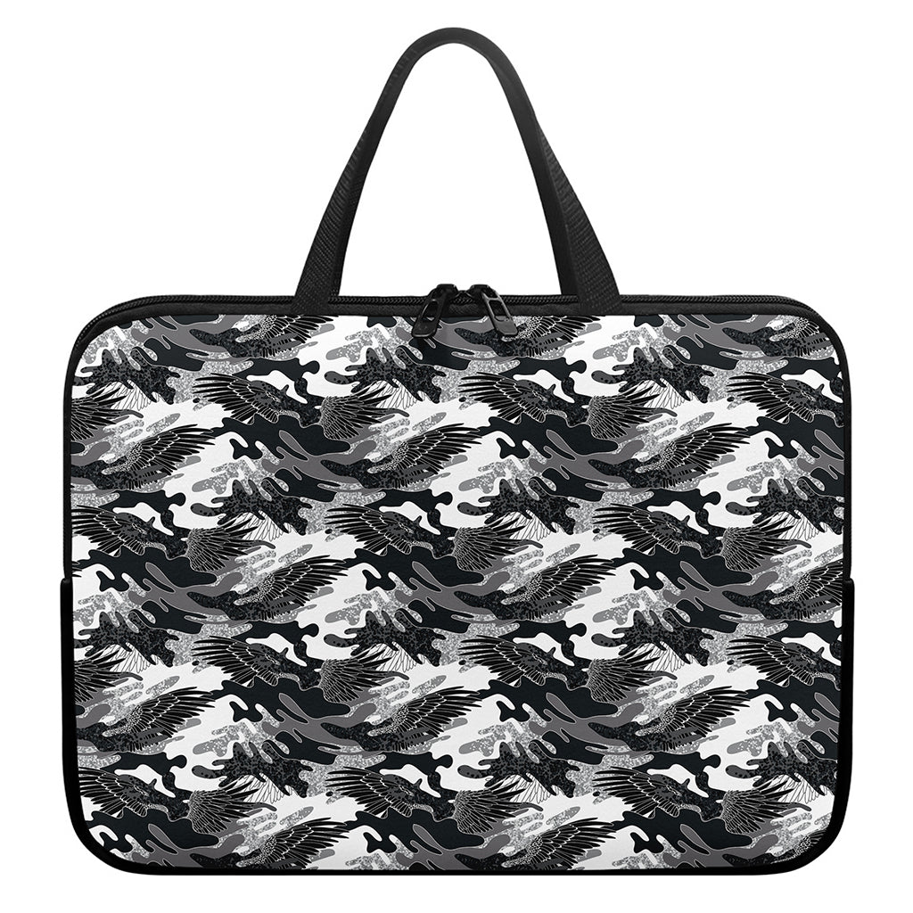 Camouflage Dazzle Wings Pattern Print Laptop Sleeve With Handle