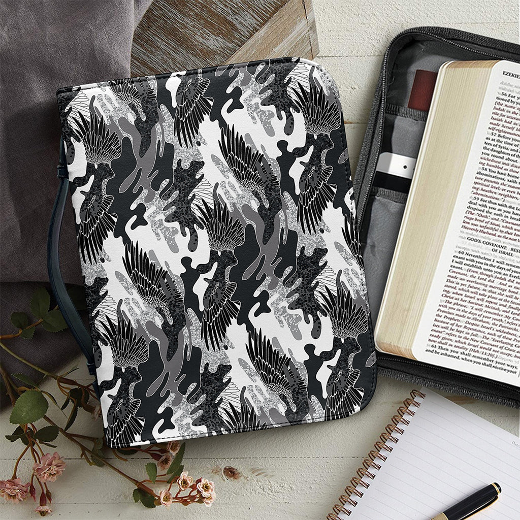 Camouflage Dazzle Wings Pattern Print Leather Bible Cover