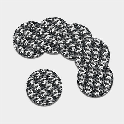 Camouflage Dazzle Wings Pattern Print Leather Coaster Set