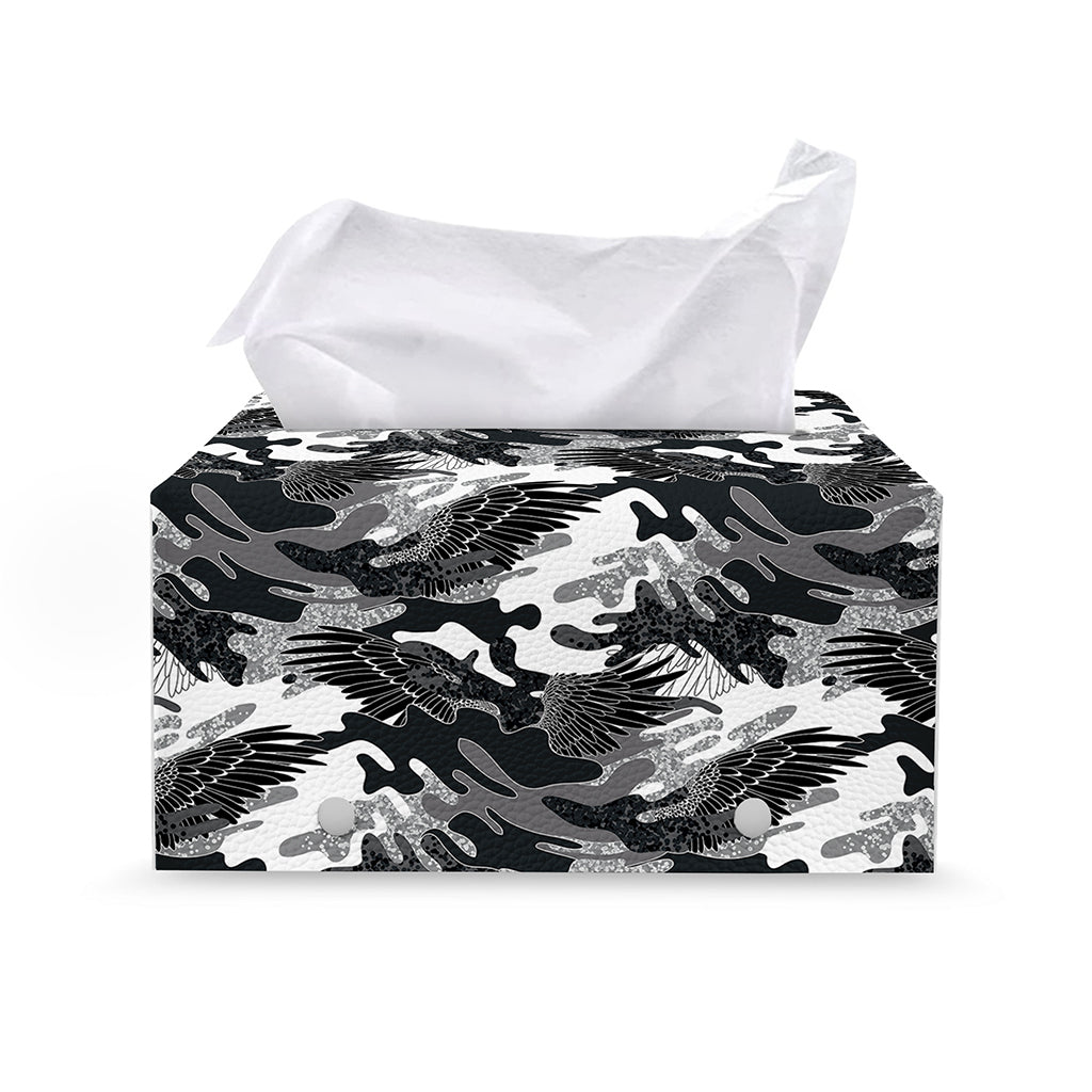Camouflage Dazzle Wings Pattern Print Leather Tissue Box Cover