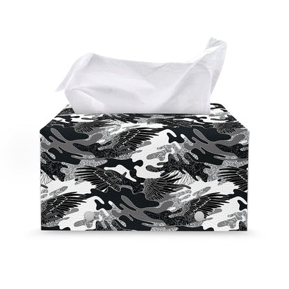 Camouflage Dazzle Wings Pattern Print Leather Tissue Box Cover