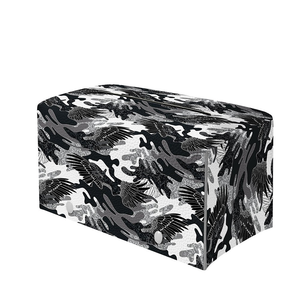 Camouflage Dazzle Wings Pattern Print Leather Tissue Box Cover