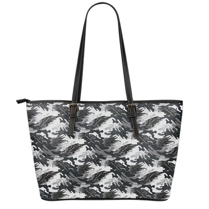 Camouflage Dazzle Wings Pattern Print Leather Tote Bag