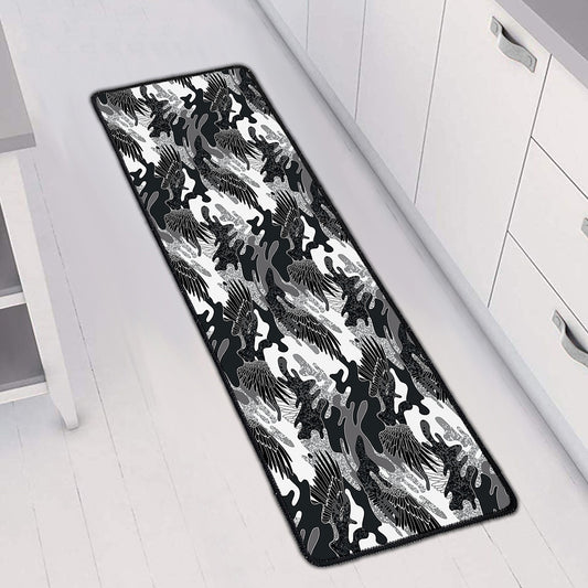 Camouflage Dazzle Wings Pattern Print Long Kitchen Mat