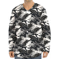 Camouflage Dazzle Wings Pattern Print Long Sleeve Baseball Jersey