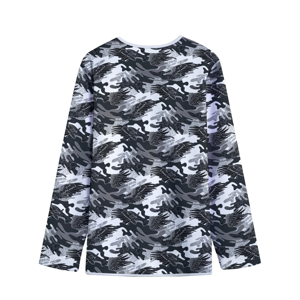 Camouflage Dazzle Wings Pattern Print Long Sleeve Short Coat