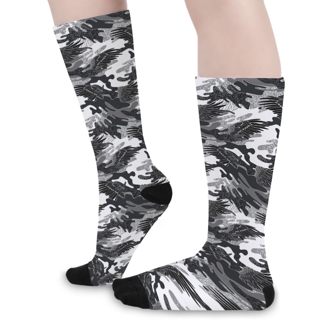 Camouflage Dazzle Wings Pattern Print Long Socks