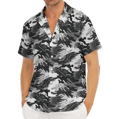 Camouflage Dazzle Wings Pattern Print Men's Deep V-Neck Shirt