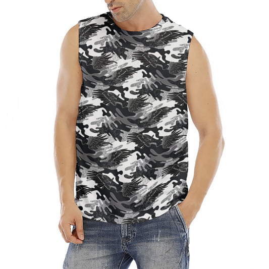 Camouflage Dazzle Wings Pattern Print Men's Fitness Tank Top