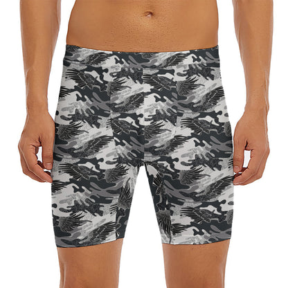Camouflage Dazzle Wings Pattern Print Men's Long Boxer Briefs