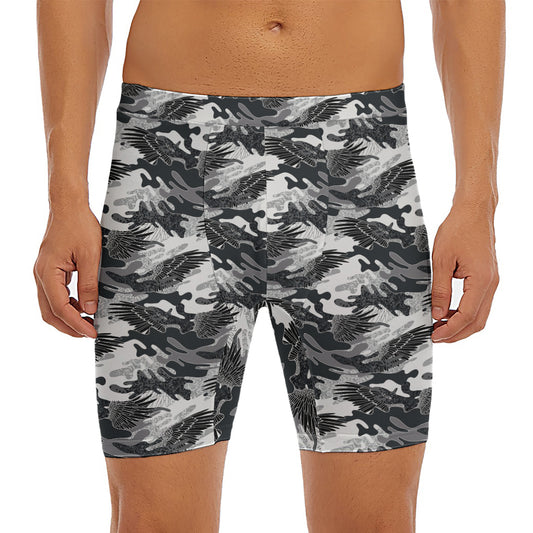 Camouflage Dazzle Wings Pattern Print Men's Long Boxer Briefs
