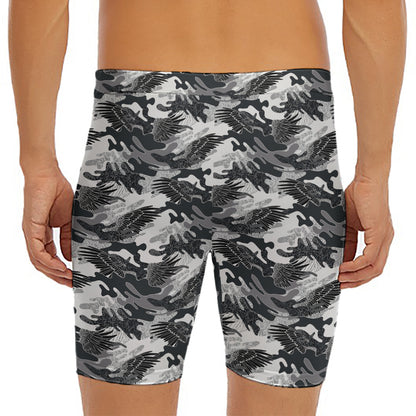 Camouflage Dazzle Wings Pattern Print Men's Long Boxer Briefs