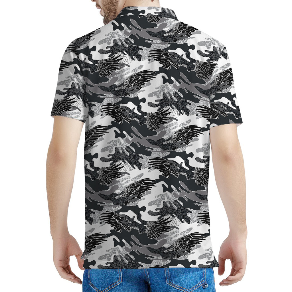Camouflage Dazzle Wings Pattern Print Men's Polo Shirt